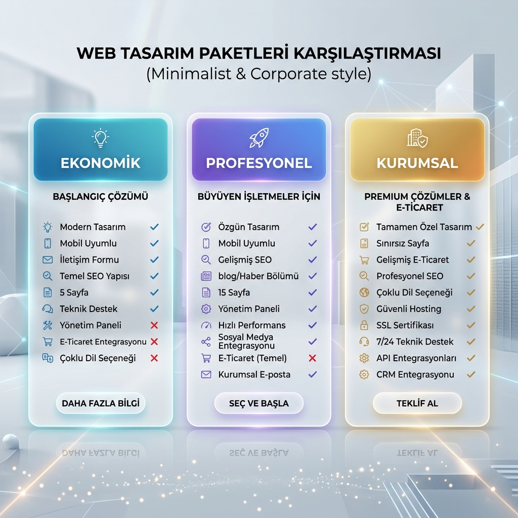 İzmir web tasarım paket karşılaştırması 2026